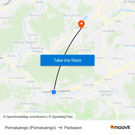 Pomaluengo (Pomaluengo) to Parbayon map