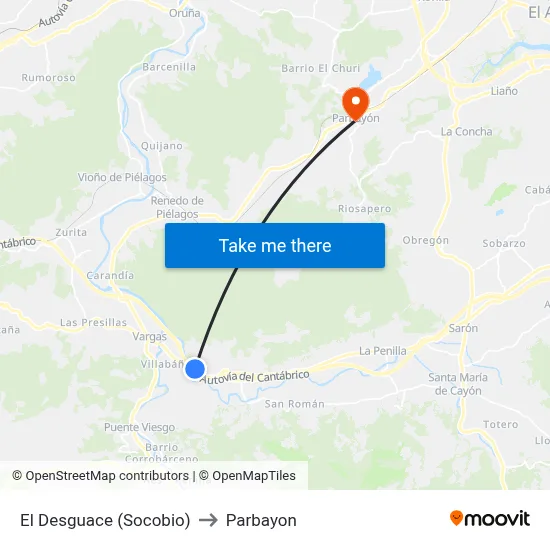 El Desguace (Socobio) to Parbayon map