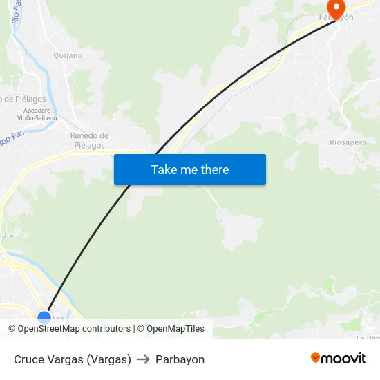 Cruce Vargas (Vargas) to Parbayon map