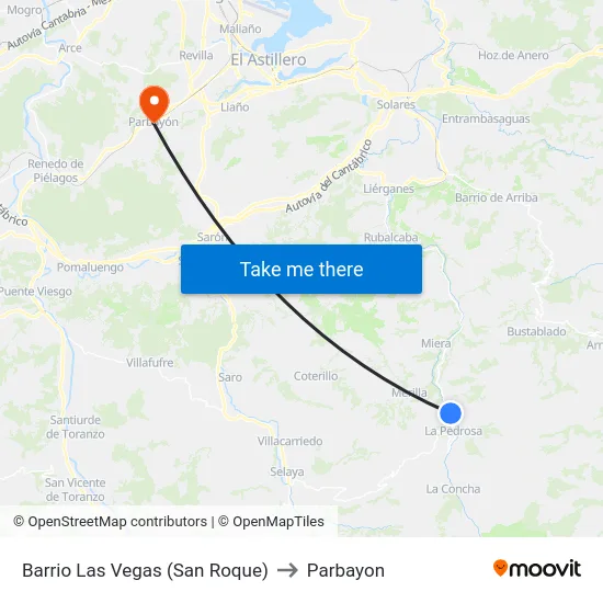 Barrio Las Vegas (San Roque) to Parbayon map