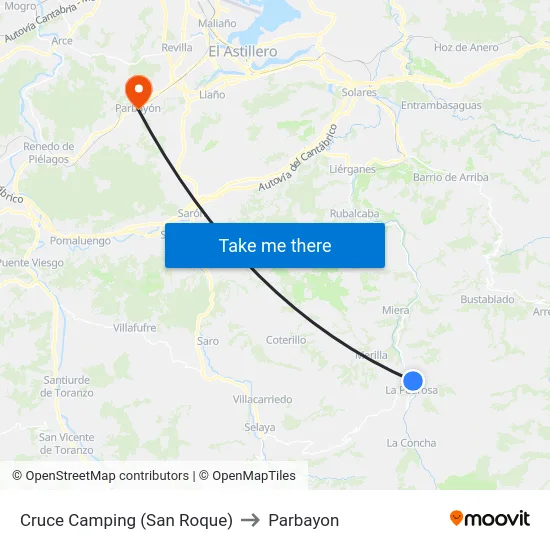 Cruce Camping (San Roque) to Parbayon map