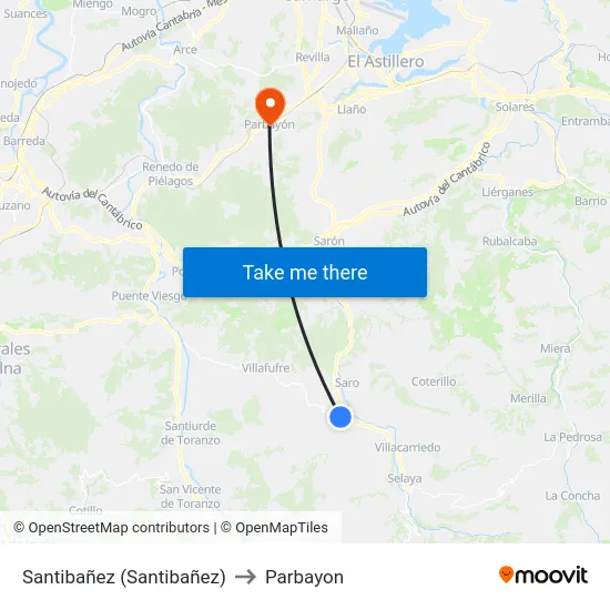 Santibañez (Santibañez) to Parbayon map