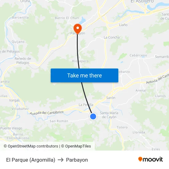 El Parque (Argomilla) to Parbayon map