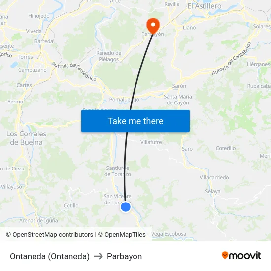 Ontaneda (Ontaneda) to Parbayon map