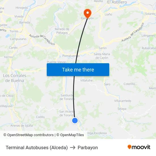 Terminal Autobuses (Alceda) to Parbayon map