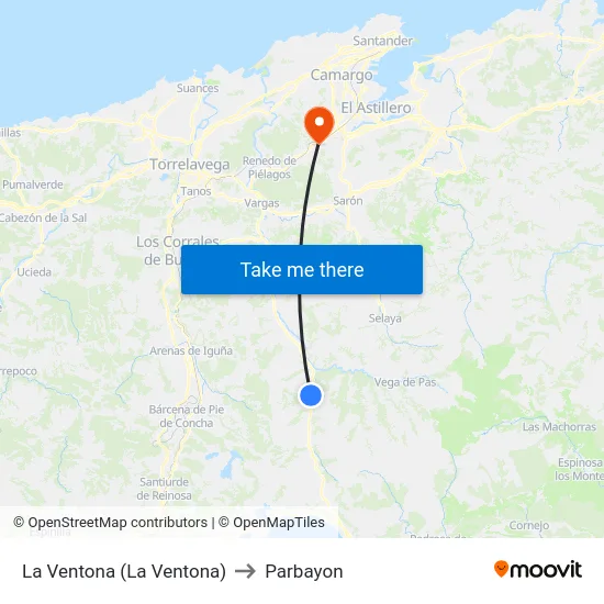 La Ventona (La Ventona) to Parbayon map