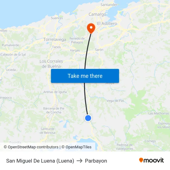 San Miguel De Luena (Luena) to Parbayon map