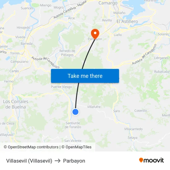 Villasevil (Villasevil) to Parbayon map