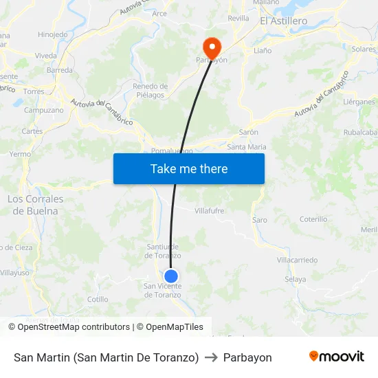 San Martin (San Martin De Toranzo) to Parbayon map