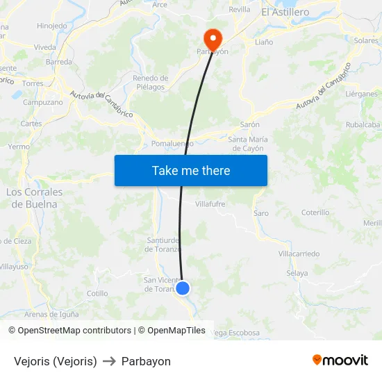 Vejoris (Vejoris) to Parbayon map