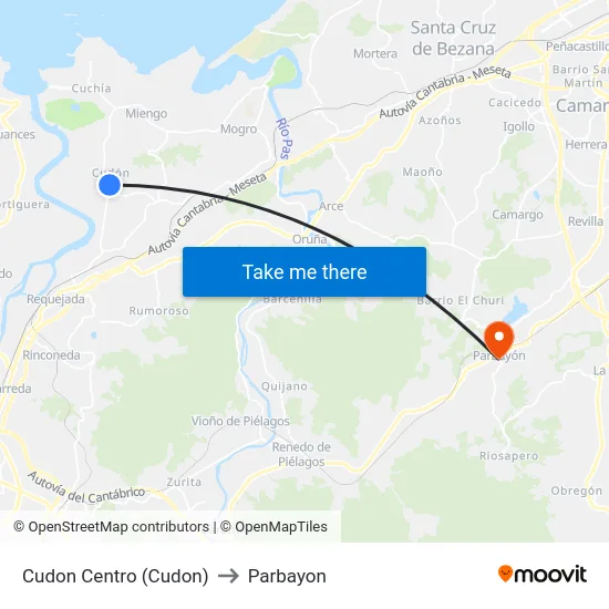 Cudon Centro (Cudon) to Parbayon map