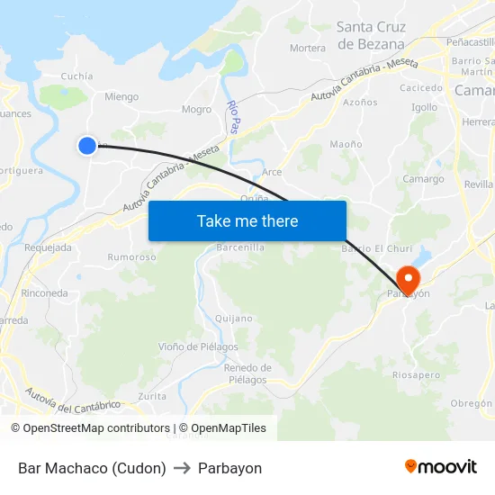 Bar Machaco (Cudon) to Parbayon map