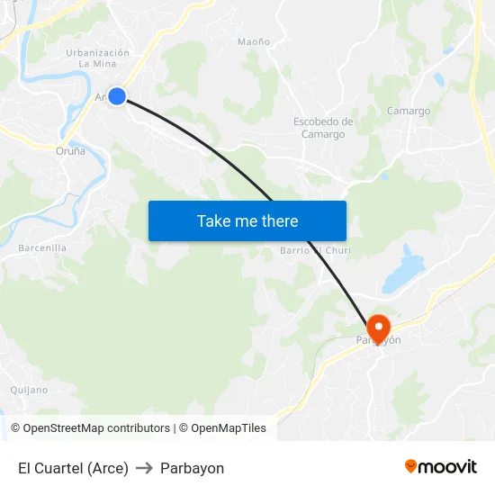 El Cuartel (Arce) to Parbayon map