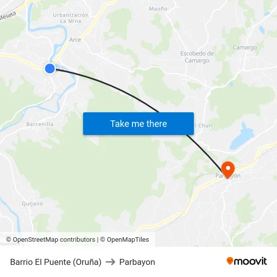 Barrio El Puente (Oruña) to Parbayon map