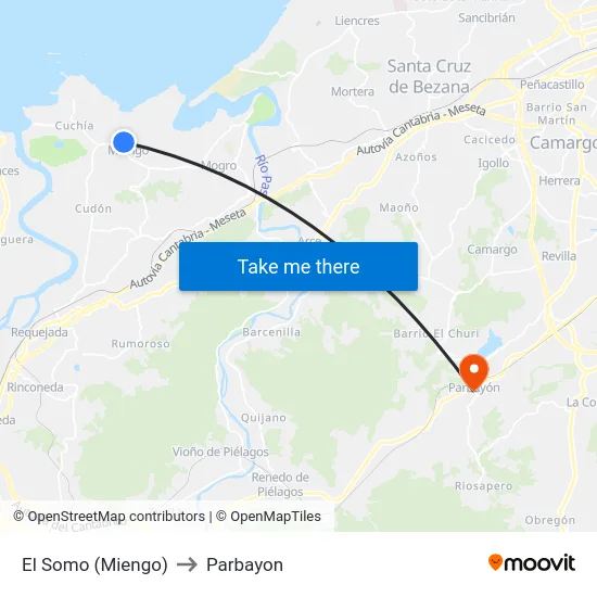 El Somo (Miengo) to Parbayon map