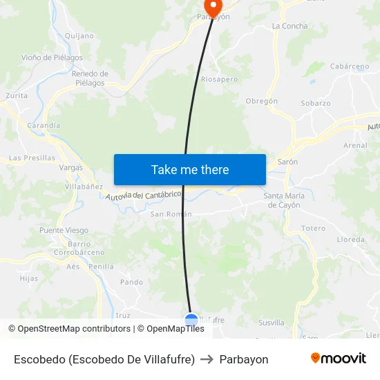 Escobedo (Escobedo De Villafufre) to Parbayon map