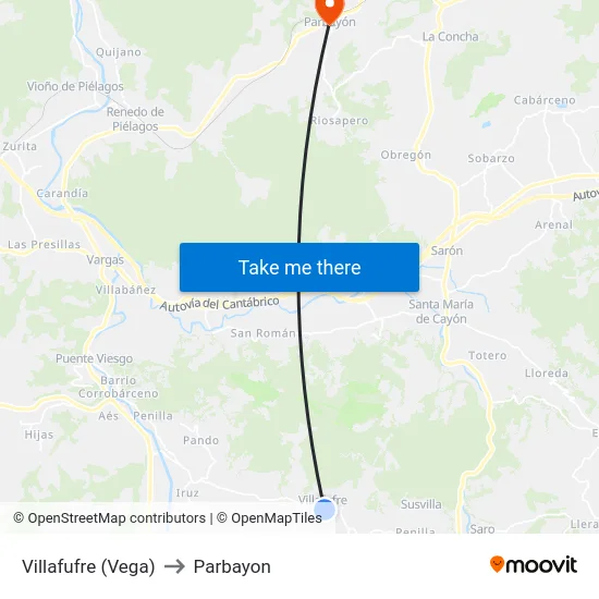 Villafufre (Vega) to Parbayon map