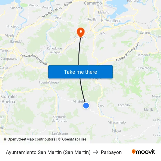 Ayuntamiento San Martin (San Martin) to Parbayon map