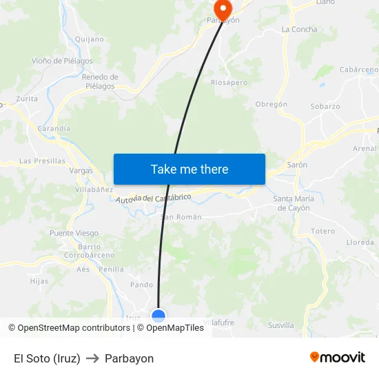 El Soto (Iruz) to Parbayon map