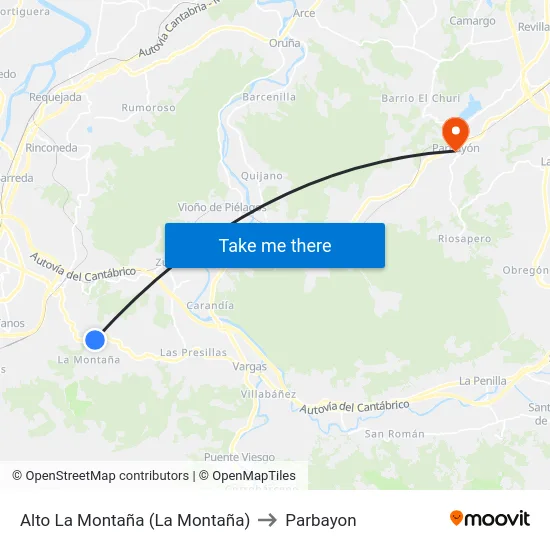 Alto La Montaña (La Montaña) to Parbayon map