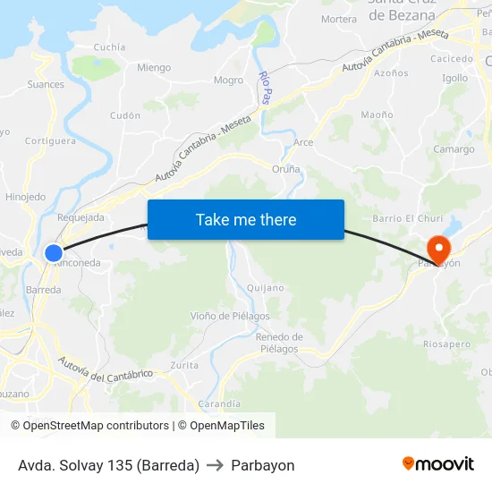 Avda. Solvay 135 (Barreda) to Parbayon map