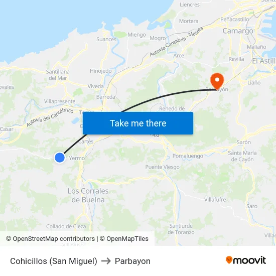 Cohicillos (San Miguel) to Parbayon map