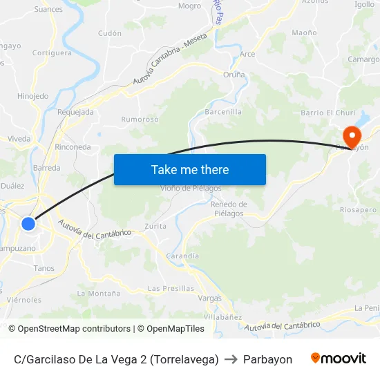 C/Garcilaso De La Vega 2 (Torrelavega) to Parbayon map