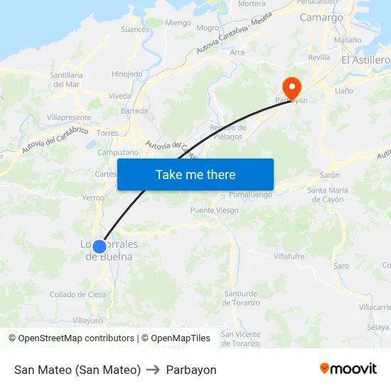 San Mateo (San Mateo) to Parbayon map
