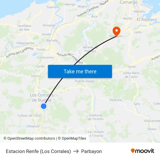 Estacion Renfe (Los Corrales) to Parbayon map