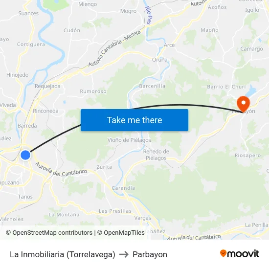 La Inmobiliaria (Torrelavega) to Parbayon map