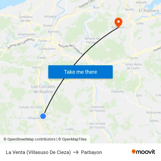 La Venta (Villasuso De Cieza) to Parbayon map