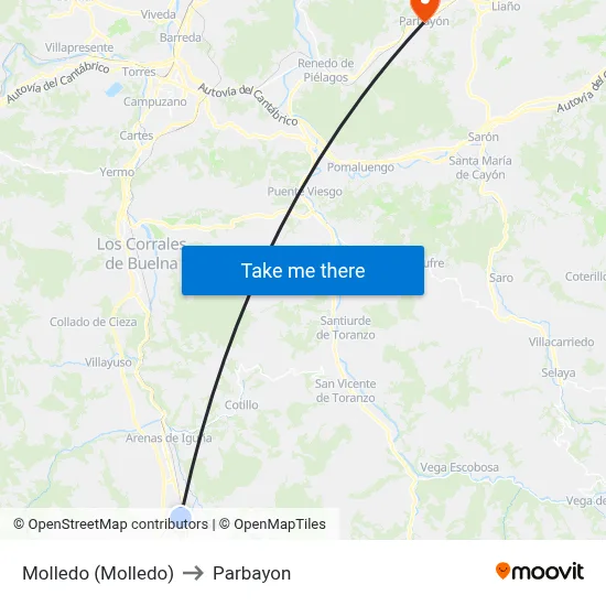 Molledo (Molledo) to Parbayon map