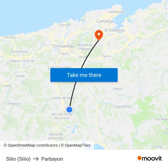 Silio (Silio) to Parbayon map