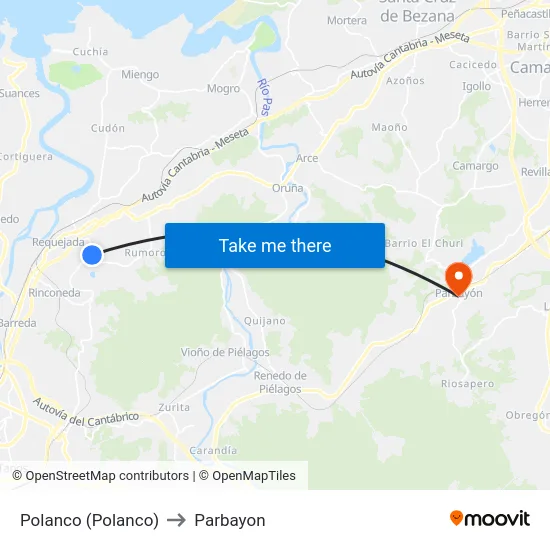 Polanco (Polanco) to Parbayon map