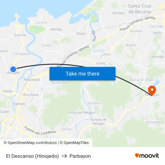El Descanso (Hinojedo) to Parbayon map