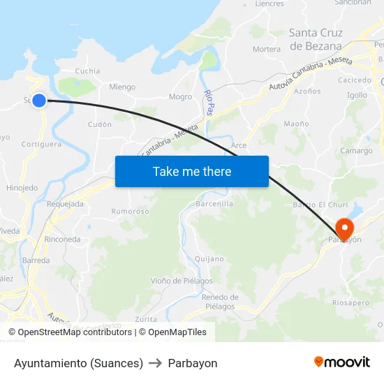 Ayuntamiento (Suances) to Parbayon map