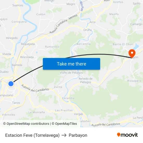Estacion Feve (Torrelavega) to Parbayon map