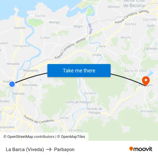 La Barca (Viveda) to Parbayon map