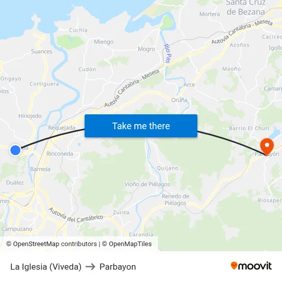 La Iglesia (Viveda) to Parbayon map