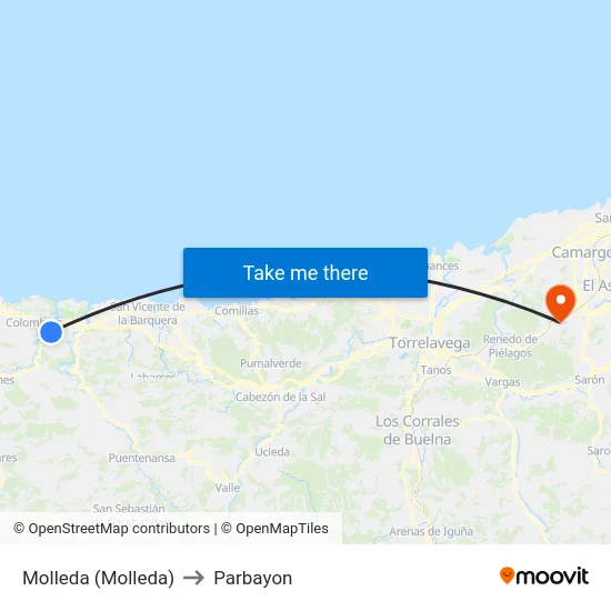 Molleda (Molleda) to Parbayon map