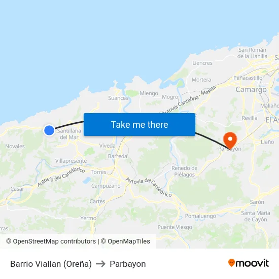 Barrio Viallan (Oreña) to Parbayon map