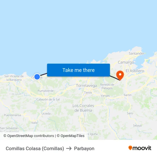 Comillas Colasa (Comillas) to Parbayon map