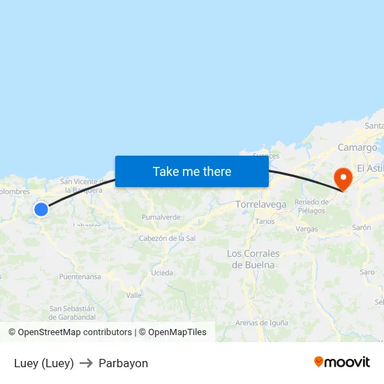 Luey (Luey) to Parbayon map