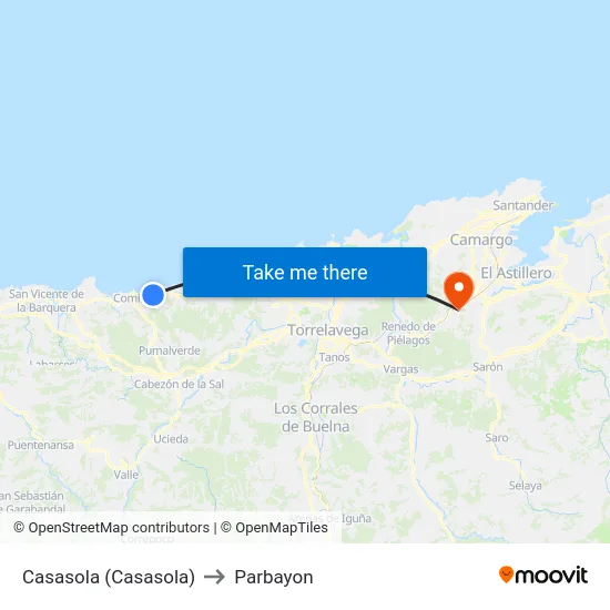 Casasola (Casasola) to Parbayon map