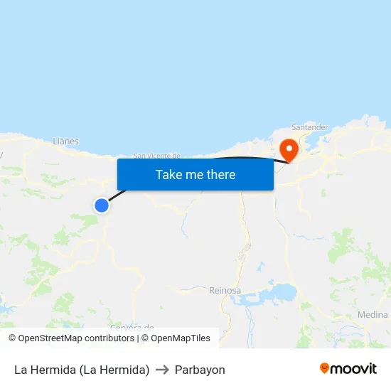 La Hermida (La Hermida) to Parbayon map