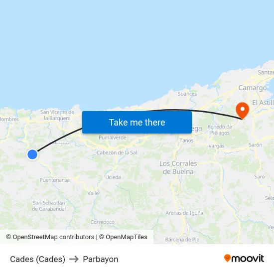 Cades (Cades) to Parbayon map