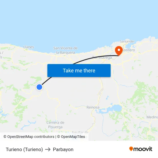 Turieno (Turieno) to Parbayon map