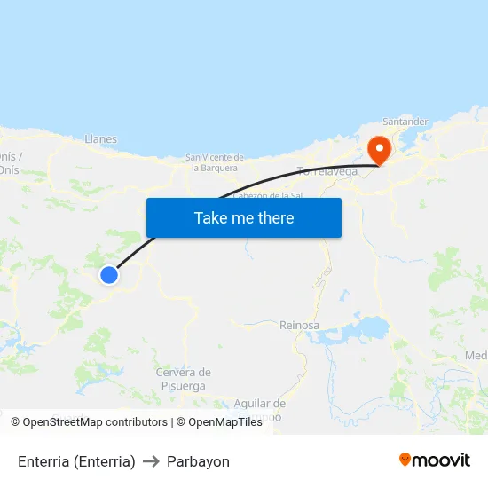 Enterria (Enterria) to Parbayon map