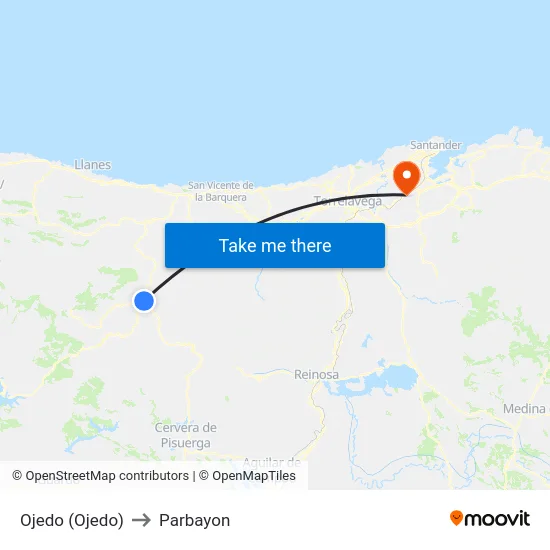 Ojedo (Ojedo) to Parbayon map