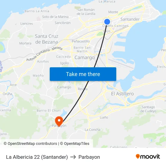 La Albericia 22 (Santander) to Parbayon map